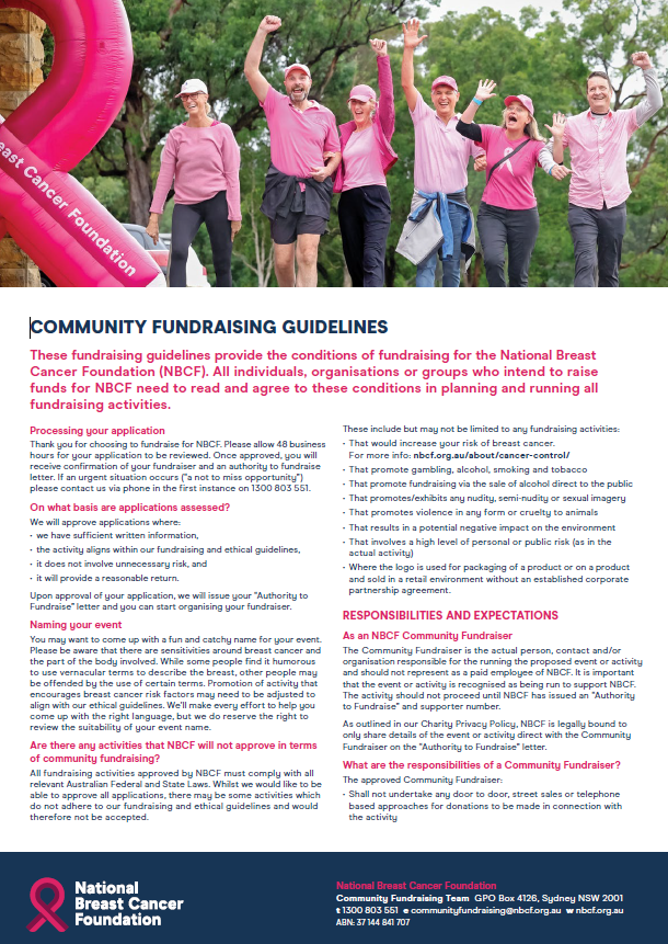 NBCF Community Fundraising Guidelines