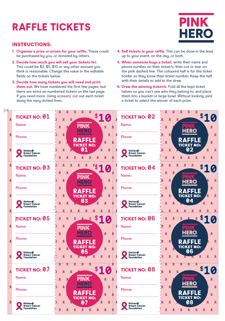 Pink Hero Raffle Tickets