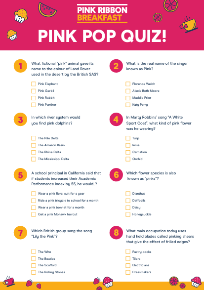 Pink Pop Quiz Questions