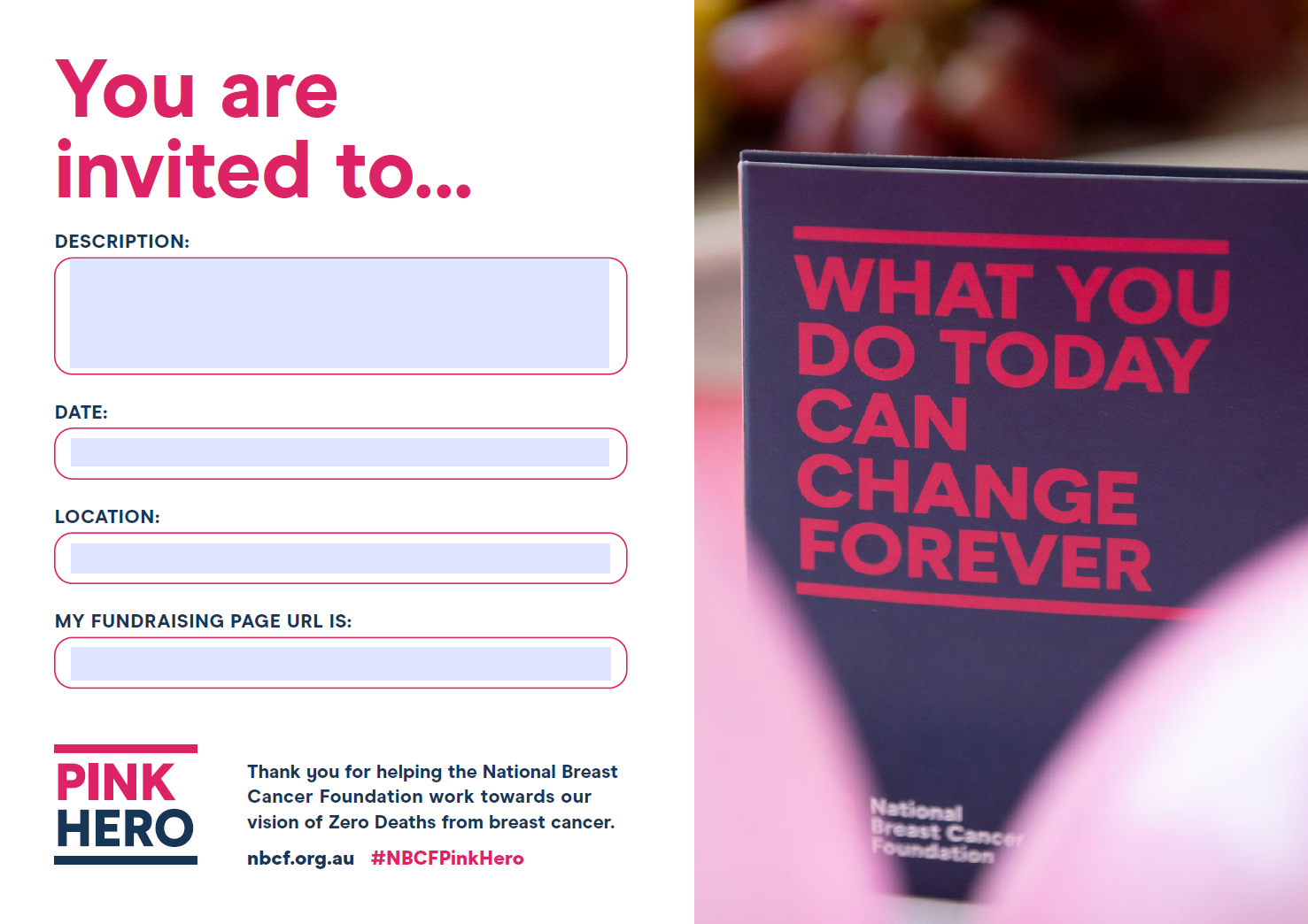 Pink Hero Invite - White